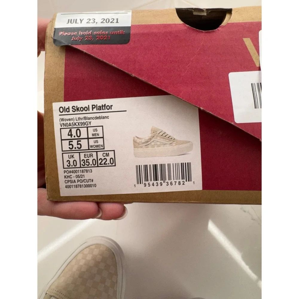 Vans Old Skool Platform Woven Checkerboard Beige‎ Women's Shoes Size 5.5